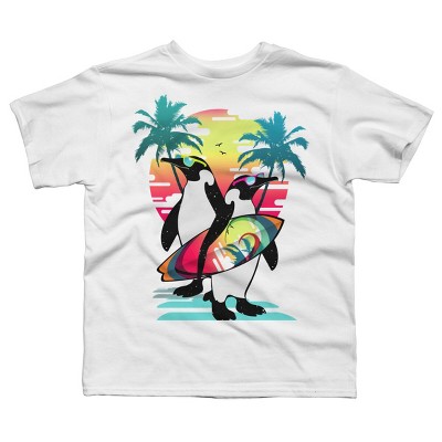 Boy's Design By Humans Penguin Summer Vacation By clingcling T-Shirt