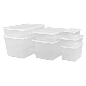 Racxily Storage Box, Clear Plastic Storage Bin with Snap-on Lid, White - 1 of 3
