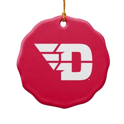University of Dayton Flyers Logo Porcelain Scalloped Holiday Christmas Tree Ornament