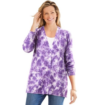 Woman Within Plus Size Perfect Long-Sleeve Cardigan