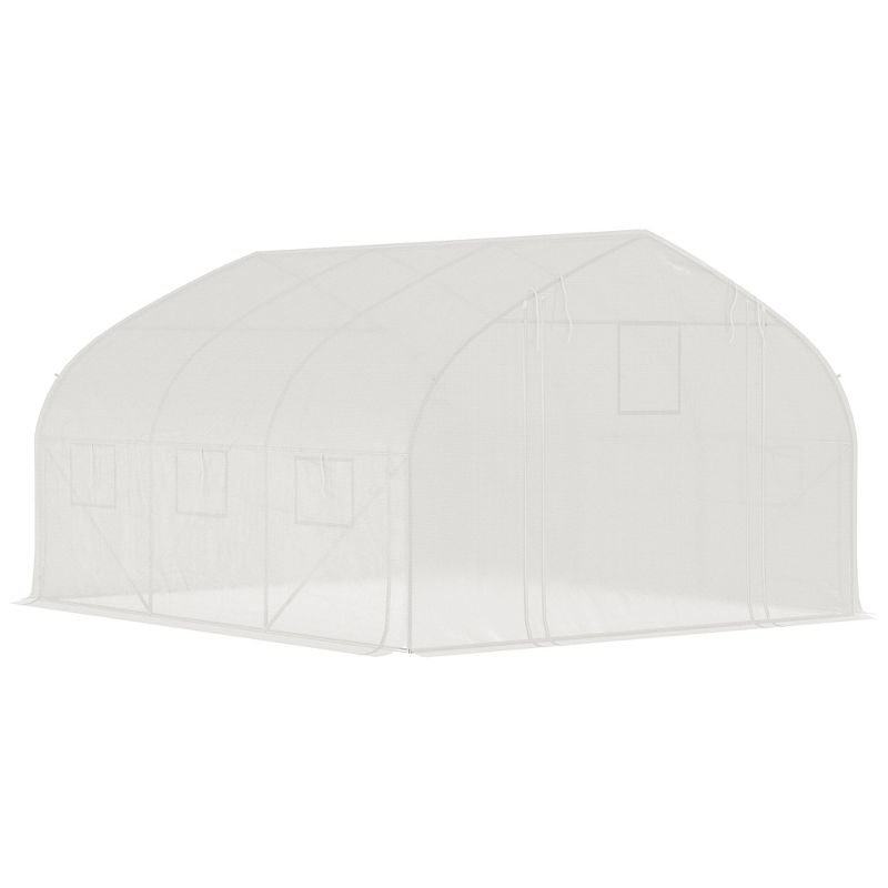 Outsunny Walk-in Tunnel Greenhouse with Zippered Mesh Doors & Roll-up Sidewalls, Upgraded Hot House, 11.5' x 10' x 6.5', 5 of 7