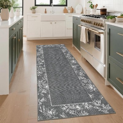 Area Rugs - Solid Bordered Modern Farmhouse Carpet Non-Slip Stain Resistant Rug for Living Room Bedroom Dining Room Office