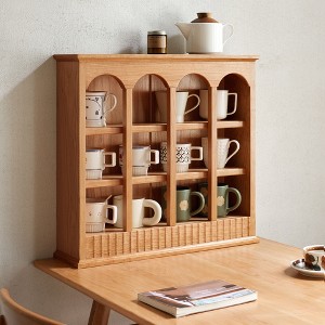 Bella Depot 24.41''W Solid Wood Storage Rack  Kitchen Table Cup Holder For Home,Natural Cherry - 1 of 4