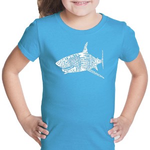 LA Pop Art Girl's Word Art T-shirt - SPECIES OF SHARK - 1 of 4