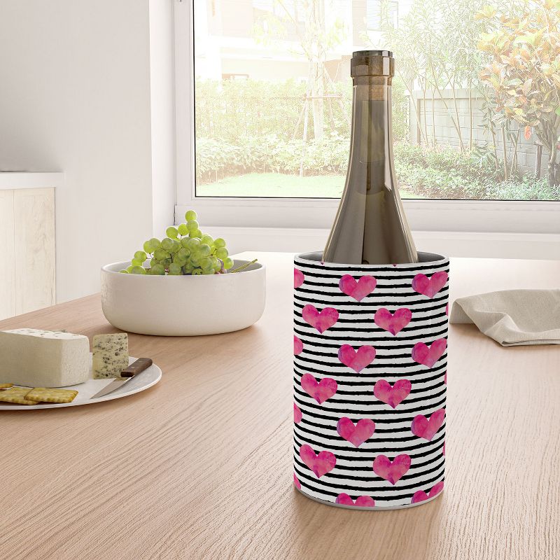Little Arrow Design Co watercolor hearts on stripes Wine Chiller - Deny Designs, 2 of 3