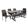 Christopher Knight Home Perault Outdoor Wicker and Aluminum 6 Piece Dining Set with Bench, Multibrown/Brown - 2 of 4