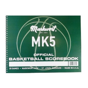 Markwort Mark V Basketball Scorebook with Fouls - 30 Game Side-by-Side Scorekeeper for Basketball Stat Tracking - 1 of 4