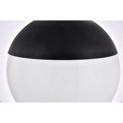 Modern Black Pendant Light with Frosted White Glass Globe Shade