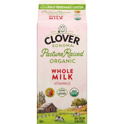 Clover Sonoma Fresh Organic Pastured Raised Whole Milk - 0.5gal