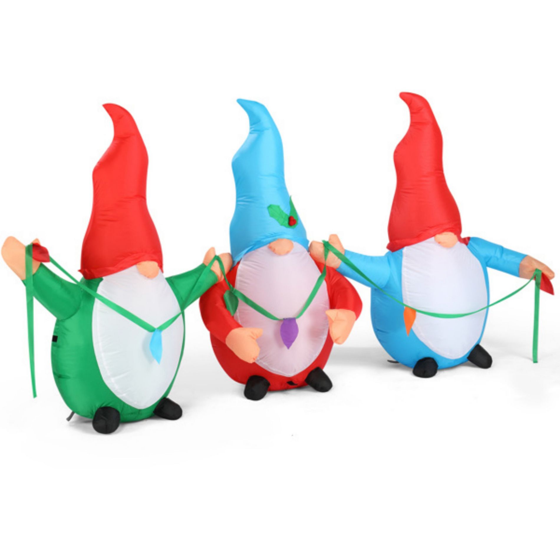ChicFurnit Inflatable Holiday Decorations Christmas Gnome Trio Scene Outdoor Display for Garden Yard Decoration, Multicolored, 81.9"*23.6"*43.3"