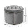 CAVINAS Velvet Ottoman Bench, Round Ottoman Foot Rest with Tufted Top, Work as End Table and Ottoman, Button‑Tufted Accent Seat for Living Room - 3 of 4