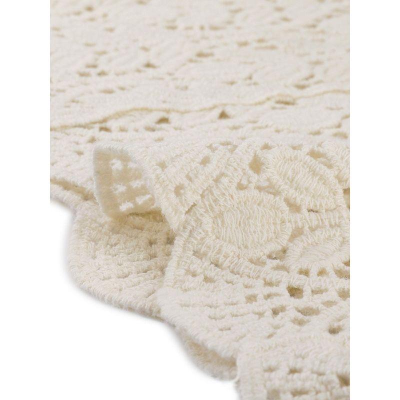 Allegra K Women's Floral Crochet Hollow Out Sleeveless Open Front Vest Cardigan, 5 of 6