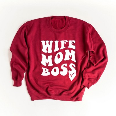 Simply Sage Market Women's Graphic Sweatshirt Wife Mom Boss Wavy Heart