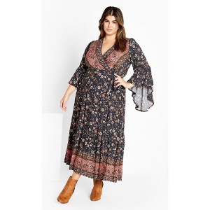 Women's Plus Size Belle Wrap Maxi Dress - slate | CITY CHIC - 1 of 4