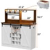 PAKASEPT 47'' Coffee Bar Cabinet with LED Lights & Sliding Barn Door & Wine and Glass Rack, Adjustable Shelf - 2 of 4