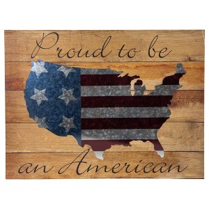 Northlight Patriotic “Proud to be an American” Wooden USA Map Wall Art - 15.75” x 12” - 1 of 4