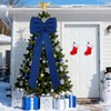 Orieon 25PCS Blue Satin Christmas Tree Topper & Ribbon Bows Set, Wired Edge Long Tail Bows for Tree, Wreath, Garland, Gifts. - 3 of 4