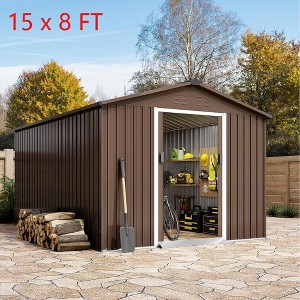 Outdoor Metal Storage Shed Garden Tool House With Lockable Doors for Yard - 1 of 4