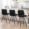 Bekrvio 26" Swivel Counter Height Bar Stools Set of 1/2/3/4, Faux Leather or Velvet Upholstered with V-Shaped Metal Base for Kitchen Island - 2 of 4