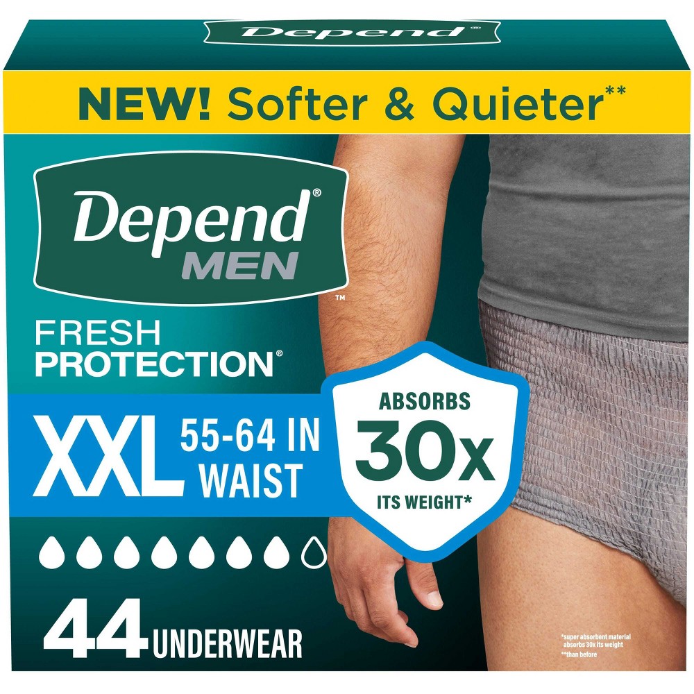 Depend Fresh Protection Adult Incontinence Disposable Underwear for Men - Maximum Absorbency - XXL - Gray - 44ct