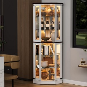 PAKASEPT 71'' Display Curio Cabinet with LED Lights, Tempered Glass Doors, 6 Shelves, Curio Cabinet for Home & Office - 1 of 4