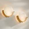 360 Lighting Barranco 9 1/2" High Warm Gold Alabaster LED Wall Sconce Set of 2 - 2 of 4
