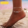 925 Sterling Silver Ankle Bracelets for Women Dainty 14K Gold Plated Anklets Set Waterproof Ankle Chain - 3 of 4