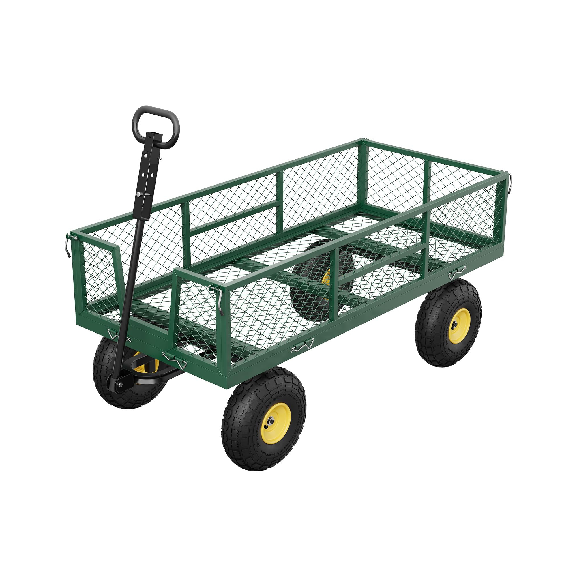 900 LBS Garden Cart,Heavy Duty Yard Wagon with Removable Mesh Sides,10" Pneumatic Tires & 180¡ãAdjustable Handle,2-in-1 Flatbed for Farm, Green