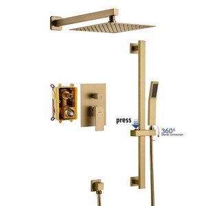 CASAINC 1-Spray Patterns with 10 Inches Wall Mount Dual Shower Heads with Sliding Rod in Spot Resist (Valve Included) - 1 of 4