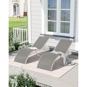 Chaise Lounge Outdoor Set of 2, Superior Pool Lounge Chairs with Breathable Mesh, Patio Furniture for Backyard, Deck, Balcony, Beach Sunbathing - 1 of 4
