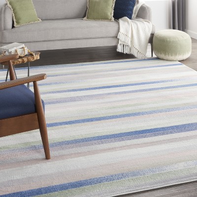 Ivory Multicolor Floral Synthetic 8' x 10' Area Rug