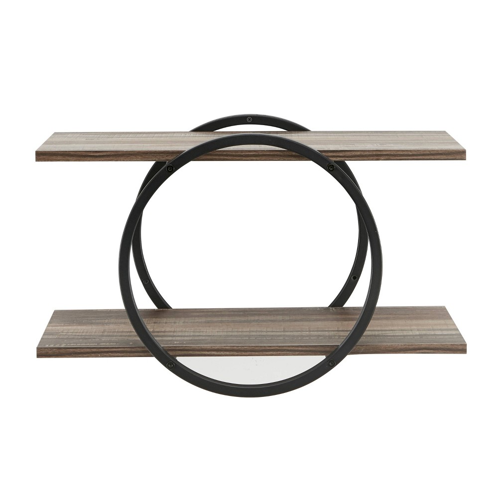 Photos - Kids Furniture 2-Tier Antigua Crossed Double Circle Wall Shelf Unit Black/Rustic - Danya