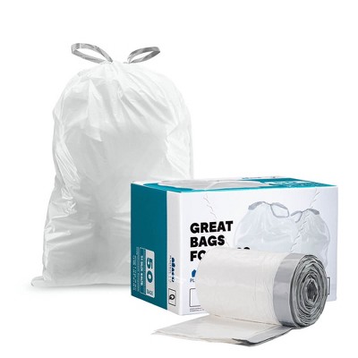 Plasticplace 17 Gallon White Drawstring Trash Bags, 50 Count