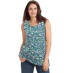 Woman Within Plus Size Perfect Printed Scoopneck Tank - 1 of 4