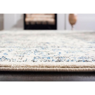 Ivory and Grey High Pile Synthetic Rectangular Area Rug