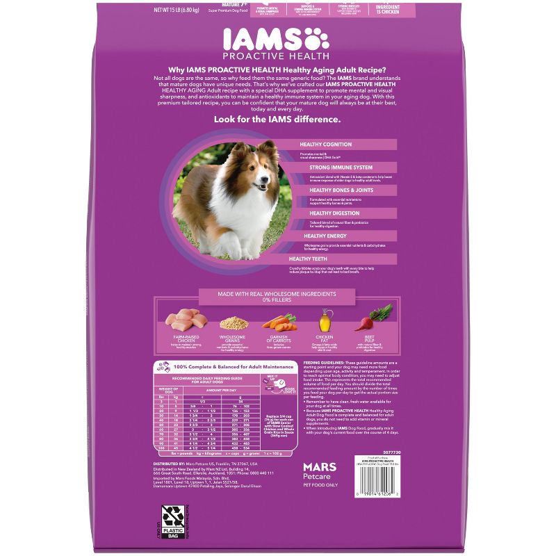 IAMS Healthy Aging Adult Dry Dog Food for Mature and Senior Dogs with Real Chicken, 4 of 9