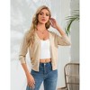 Coolmee Women's Cropped Cardigan 3/4 Sleeve Lightweight Crochet Shrug Hollowed Out Knit Sweater Tops - 2 of 4