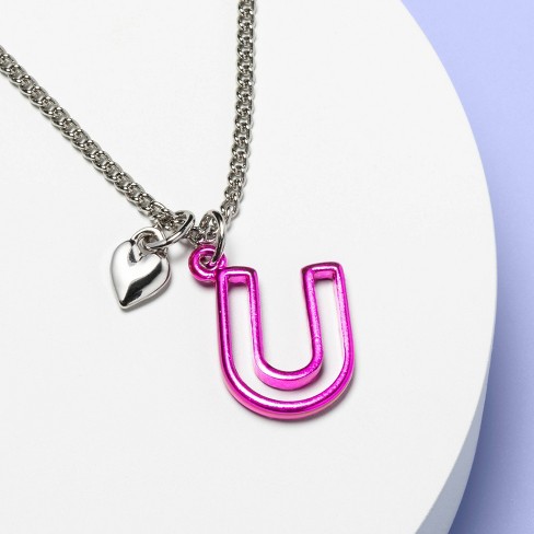 Layered monogram initial pendant necklace & heart charm in all sterling  silver - custom engraved