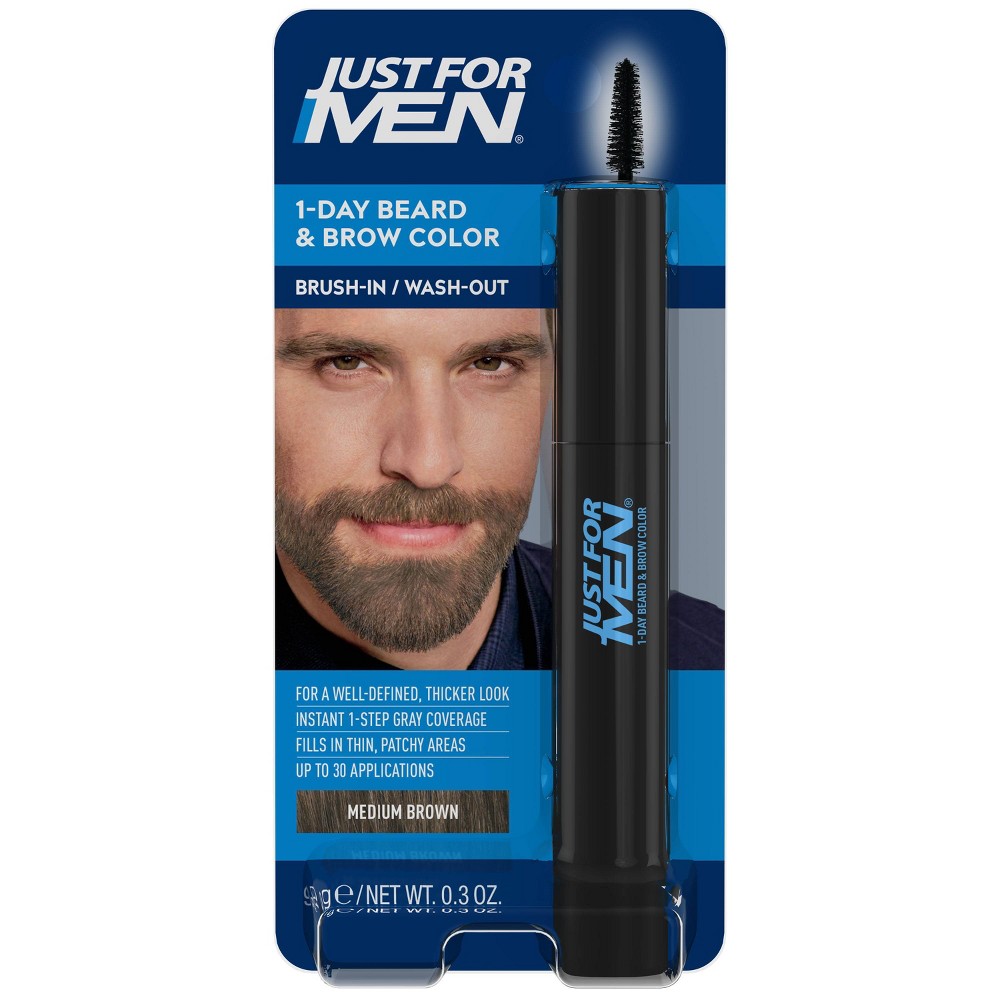 Photos - Hair Dye Just For Men 1-Day Beard & Brow Color Medium Brown