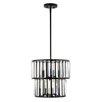 Shimmering Decadence 53'' Tiered Black Crystal Plug-in Chandelier