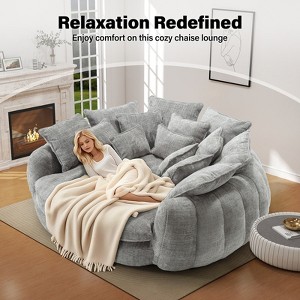 AENKYO 81.1" Cloud Couch Sleeper Indoor Lazy Sofa, Oversized Round Deep Seat Chaise Lounge Chair with 14 Pillows for Living Room - 1 of 4