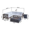 Christopher Knight Home Brava Outdoor Acacia Wood 5 Seater Sectional Sofa Set with Fire Pit - 3 of 4