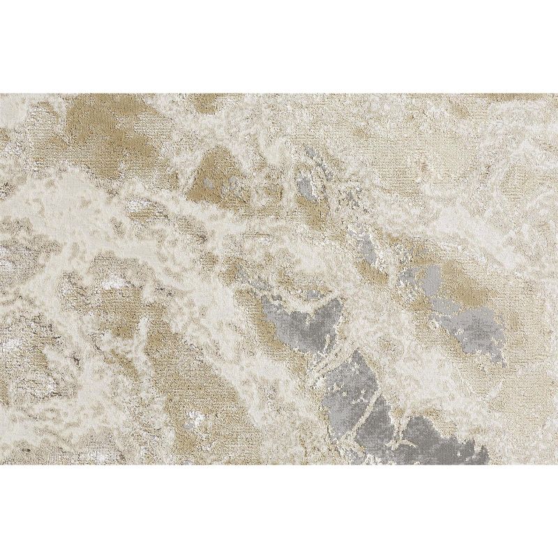 Aura Modern Abstract Ivory/Silver/Gold Area Rug, 5 of 7