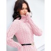Imily Bela Womens Elegant Solid Color Cable Knit Turtleneck Bodycon Long Sleeve Mini Sweater Dress for Fall - 2 of 4