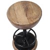 The Urban Port 24" Rustic Charm Swivel Counter Bar Stool Wood Round Seat Black Iron Base with Footrest Brown/Black - 2 of 4
