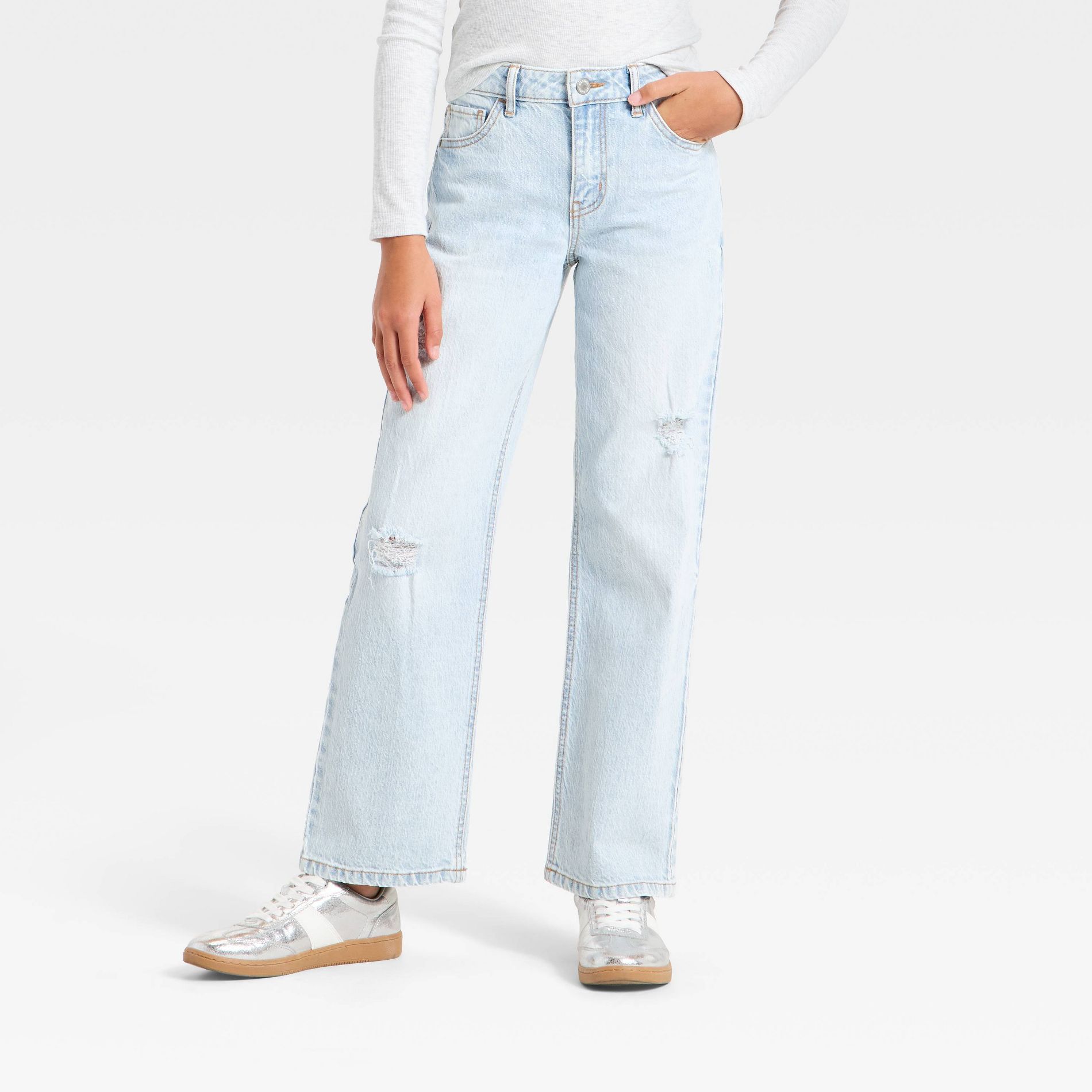 Girls' High-Rise Straight Leg Jeans - art class™