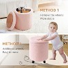 KTMBDW Storage Ottoman Foot Rest Round Footstool Teddy Velvet Footrest Multifunctional Rolling Stool Ottoman with Wheels for Living Room, Bedroom - 4 of 4