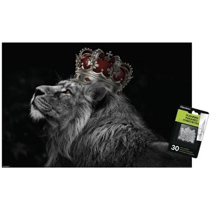 Trends International Reinders: Animals - Lion Crown Unframed Wall Poster Print Clear Push Pins Bundle 14.725" x 22.375" - 1 of 4