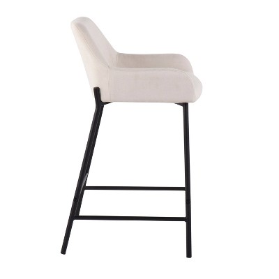 Daniella Cream Fabric and Metal Industrial Counter Stools - Set of 2