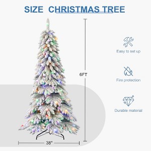 Allovit Premium Christmas Decorations,Christmas Tree Snow Pine Tree Prelit&480 Warm Lights&Foldable Iron Stand for Home Yard - 1 of 4